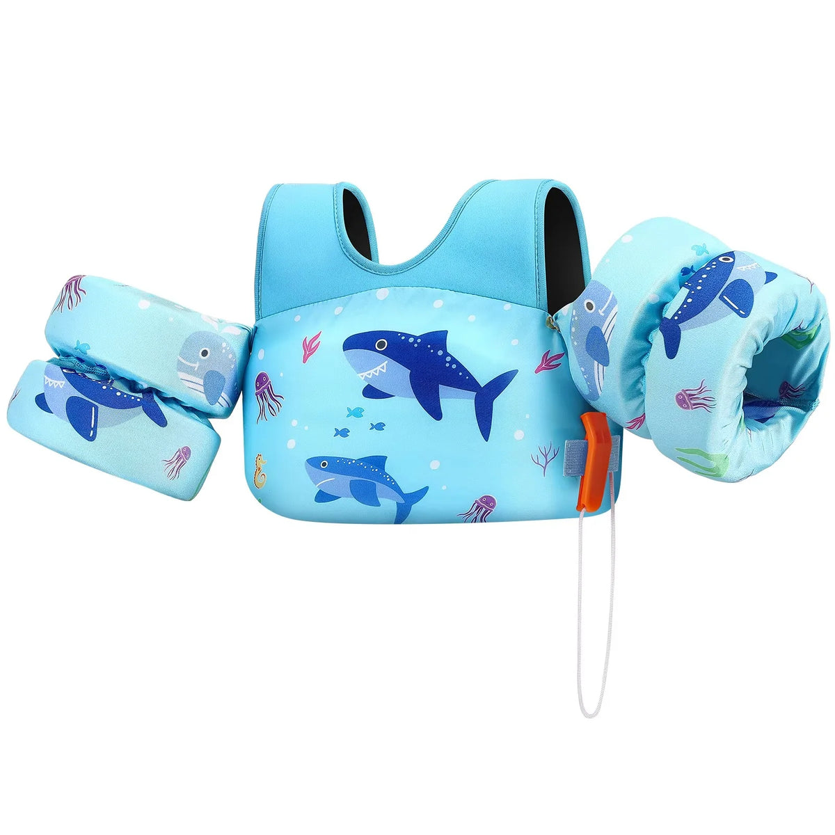 Kids Life Vest Built-In Arm Floats & Safety Whistle