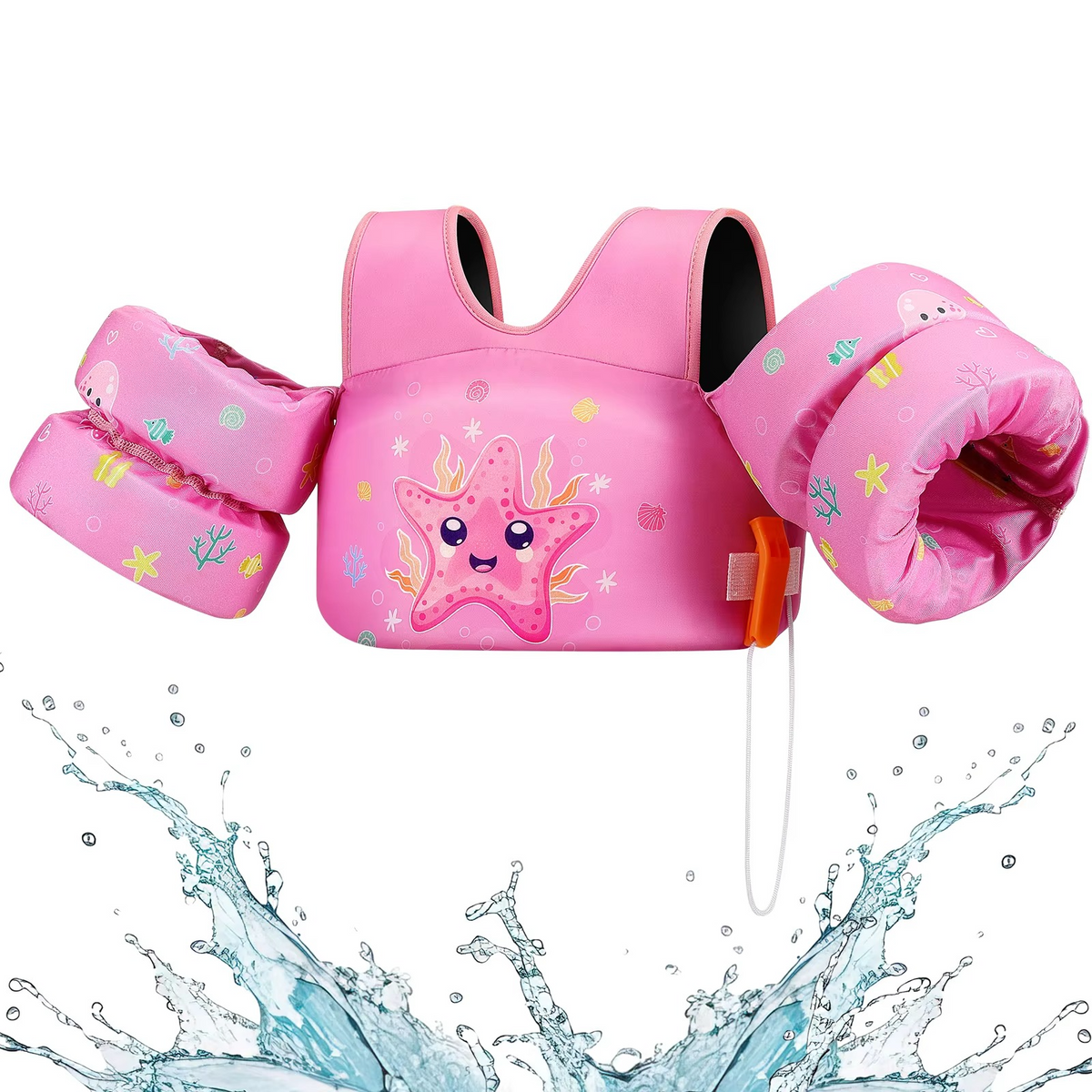 Kids Life Vest Foam Arm Floats & Whistle