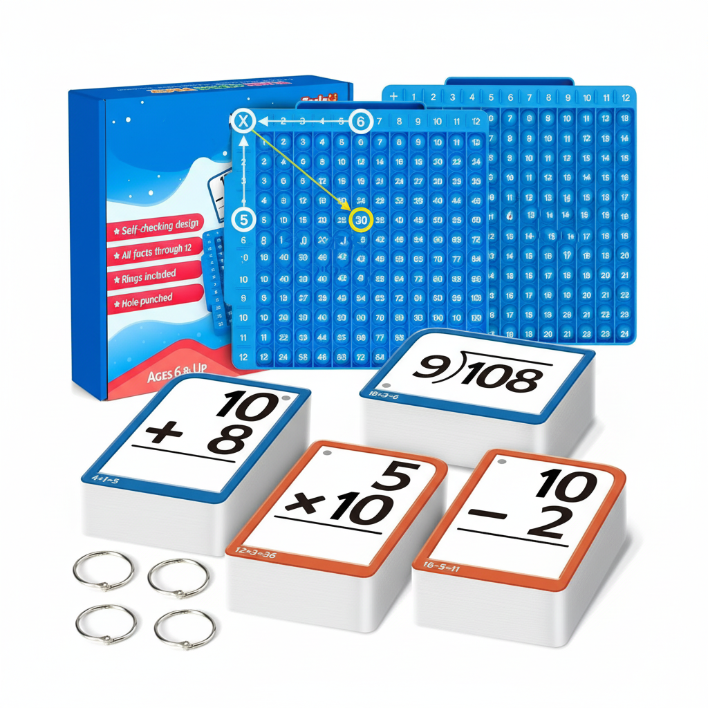 Kids Math Set Silicone Pop Board & 332 Flashcards