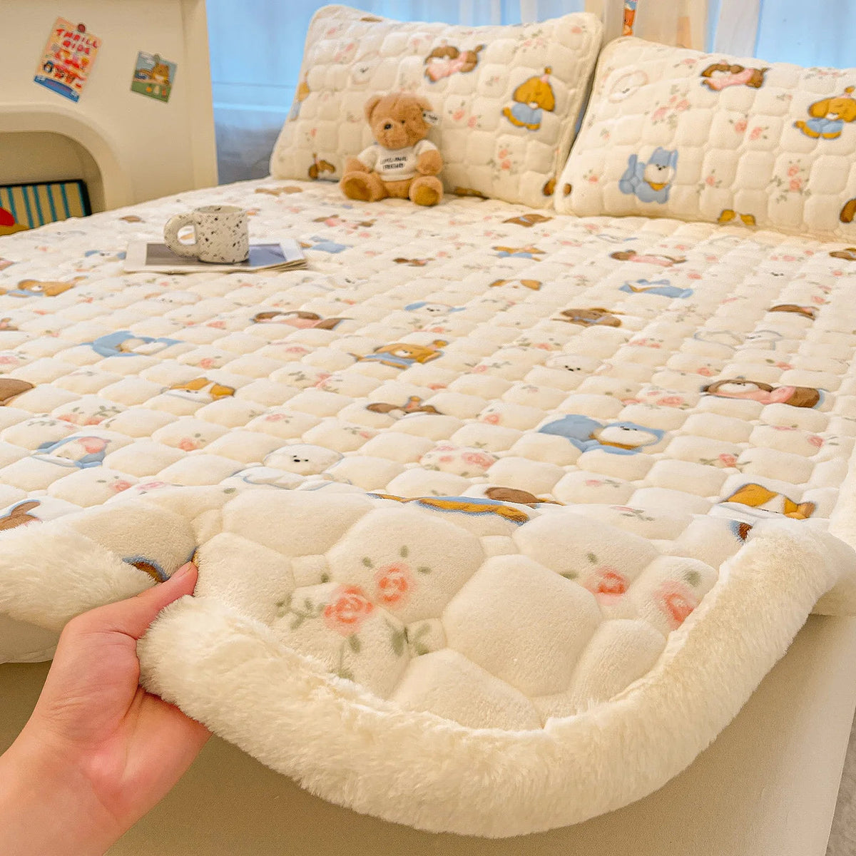 Kids Mattress Pad Quilted 100% Polyester Machine Washable