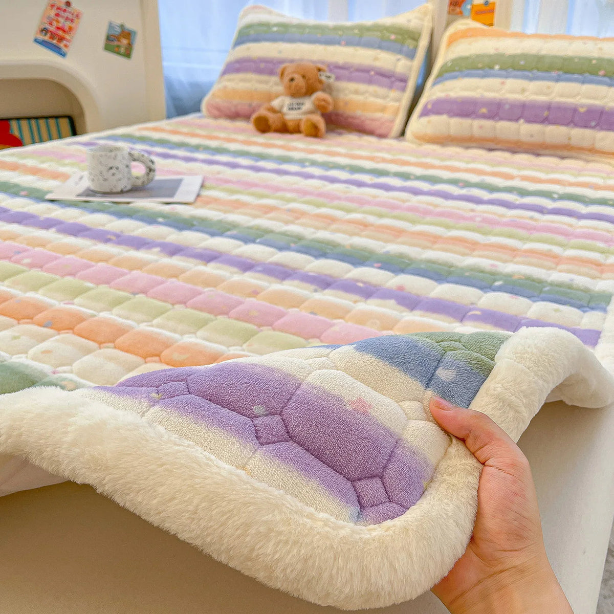 Kids Mattress Pad Quilted 100% Polyester Machine Washable