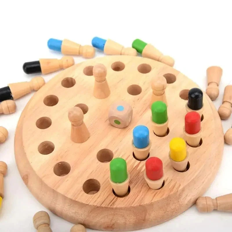 Kids Memory Game Natural Wood Non-Toxic Paint