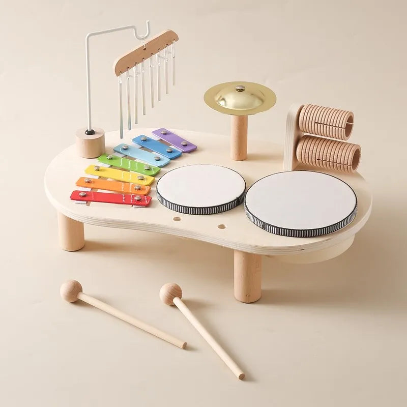 Kids Music Table Wooden Xylophone & Drums Durable
