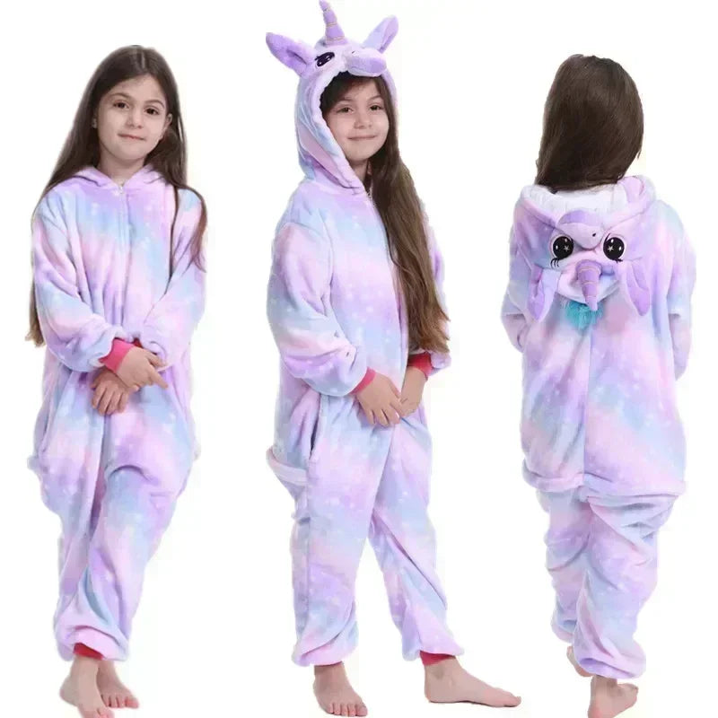 Kids Onesie Hooded Unicorn Soft Fleece
