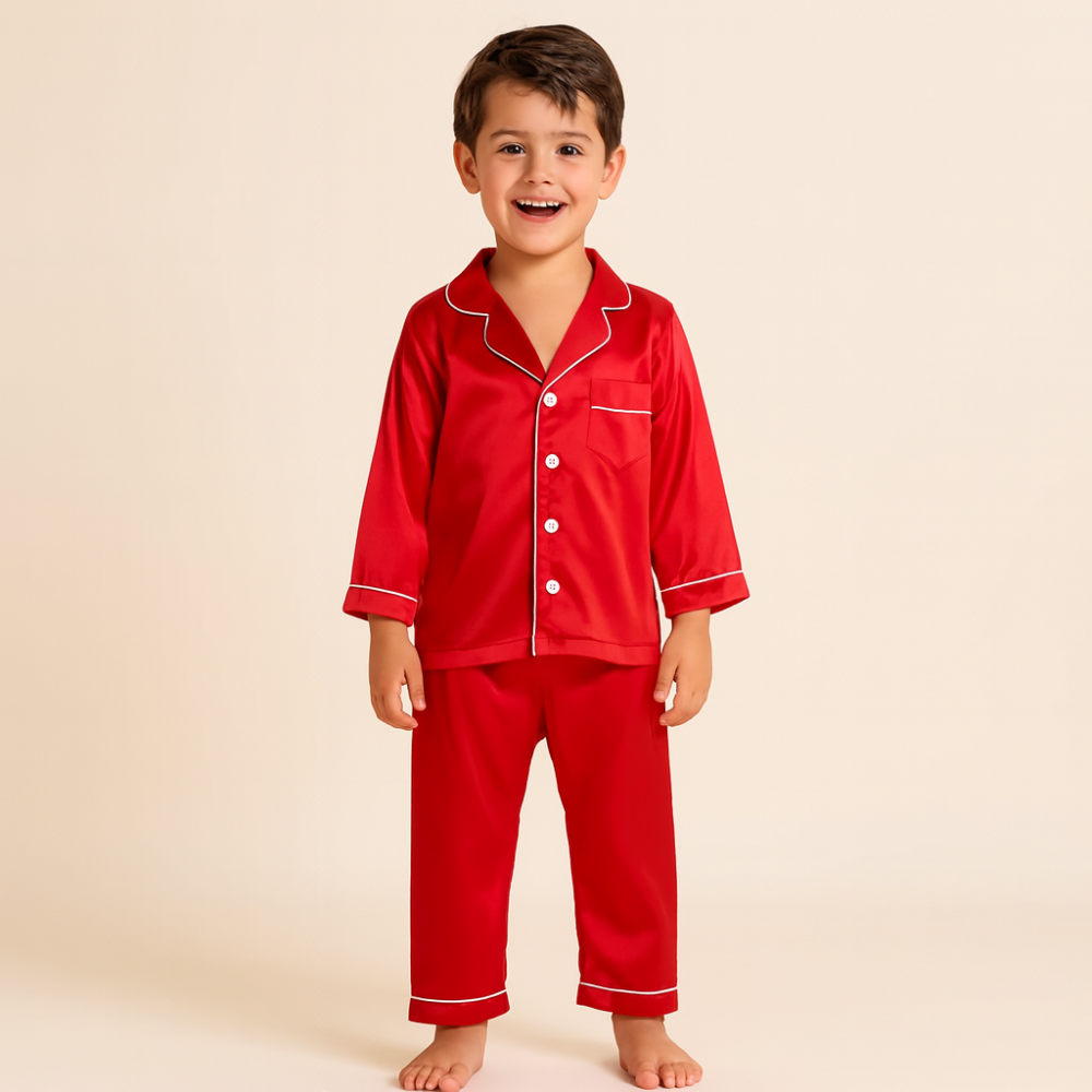 Kids Pajama Set Button-Front & Elastic Waist