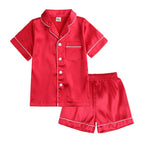 Kids Pajama Set Button-Front Top Elastic-Waist Pants