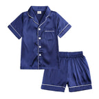 Kids Pajama Set Button-Front Top Elastic-Waist Pants