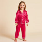 Kids Pajama Set Button-Front Top Elastic-Waist Pants