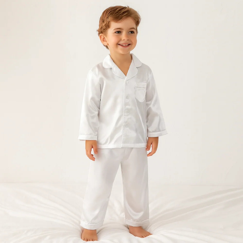 Kids Pajama Set Button-Front Top Elastic-Waist Pants