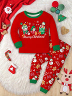 Kids Pajama Set Lined & Stretch Knit Holiday Print