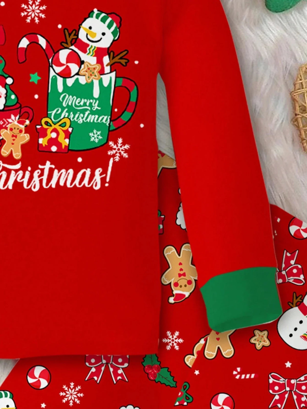 Kids Pajama Set Lined & Stretch Knit Holiday Print