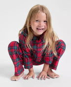 Kids Pajama Set Plaid Button-Front Pull-On Pants