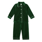 Kids Pajama Set Velvet Top & Plaid Pants