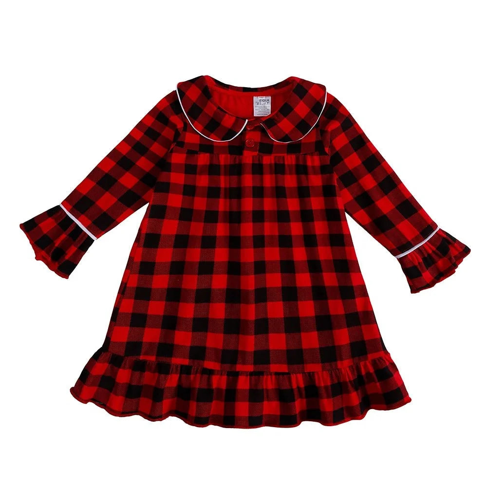 Kids Pajama Set Velvet Top & Plaid Pants