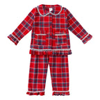 Kids Pajama Set Velvet Top & Plaid Pants