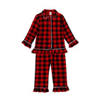 Kids Pajama Set Velvet Top & Plaid Pants