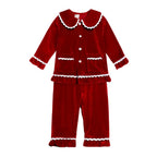 Kids Pajama Set Velvet Top & Plaid Pants