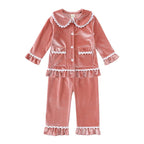 Kids Pajama Set Velvet Top & Plaid Pants