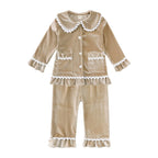Kids Pajama Set Velvet Top & Plaid Pants