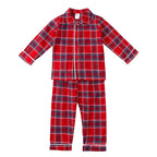 Kids Pajama Set Velvet Top & Plaid Pants