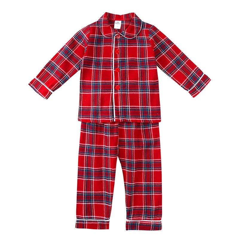 Kids Pajama Set Velvet Top & Plaid Pants