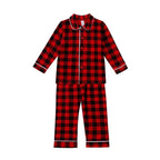 Kids Pajama Set Velvet Top & Plaid Pants