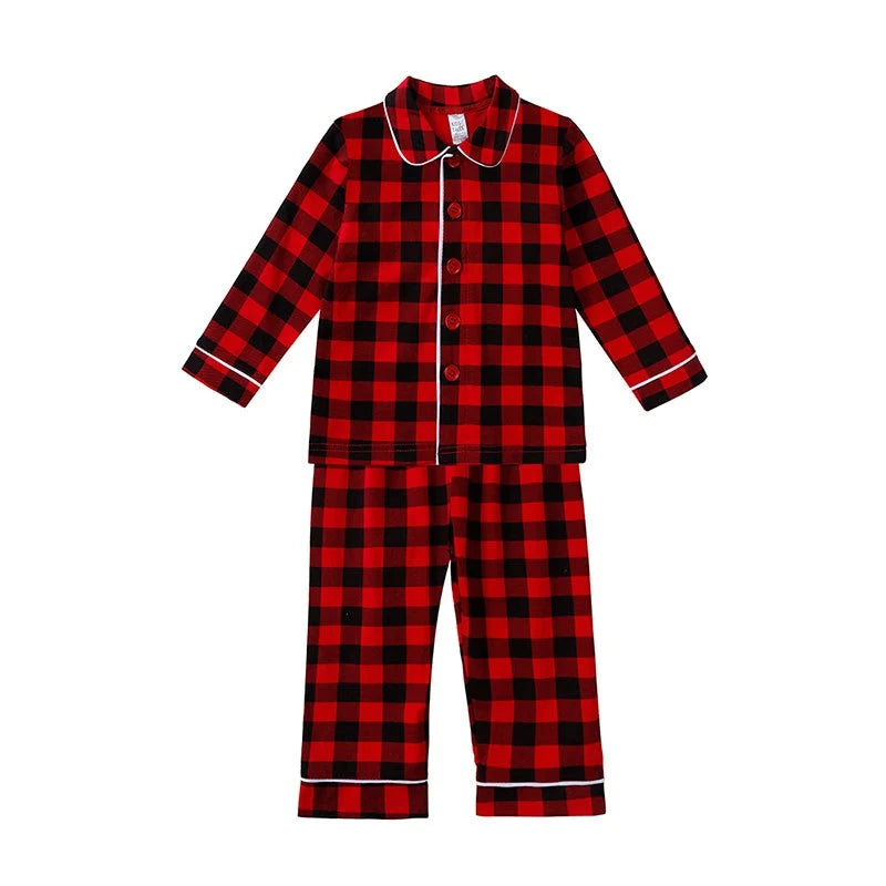 Kids Pajama Set Velvet Top & Plaid Pants