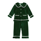 Kids Pajama Set Velvet Top & Plaid Pants