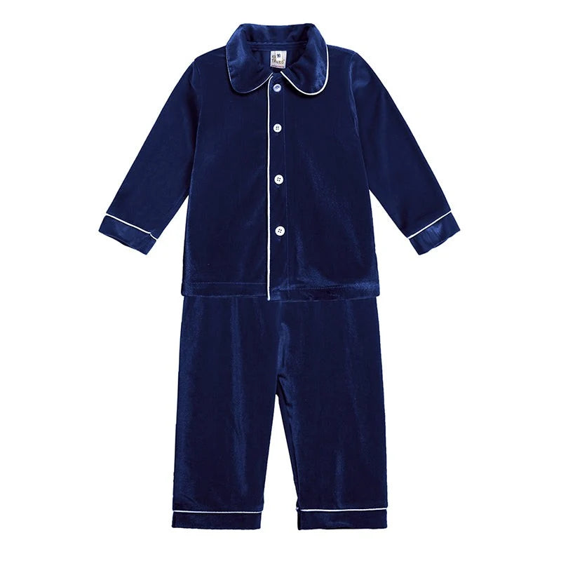Kids Pajama Set Velvet Top & Plaid Pants