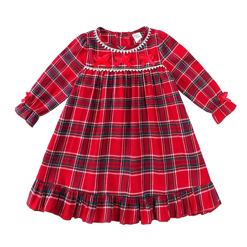 Kids Pajama Set Velvet Top & Plaid Pants