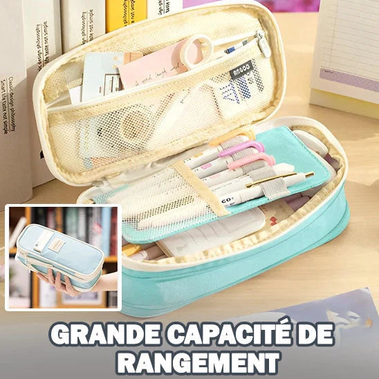 Kids Pencil Case Full-Opening Zipper & Elastic Holders