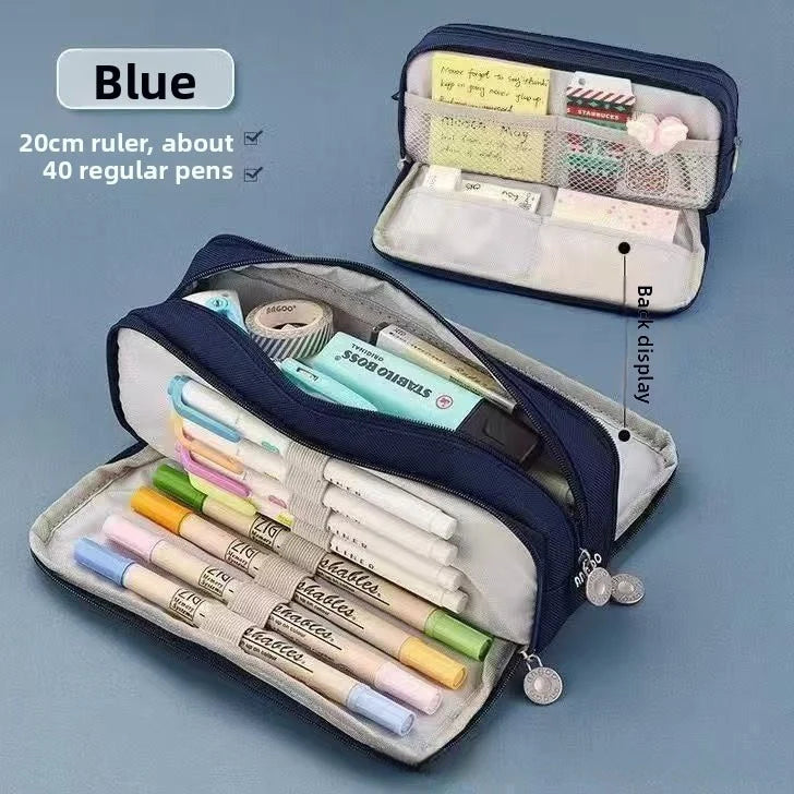 Kids Pencil Case Full-Opening Zipper & Elastic Holders