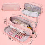 Kids Pencil Case Full-Opening Zipper & Elastic Holders