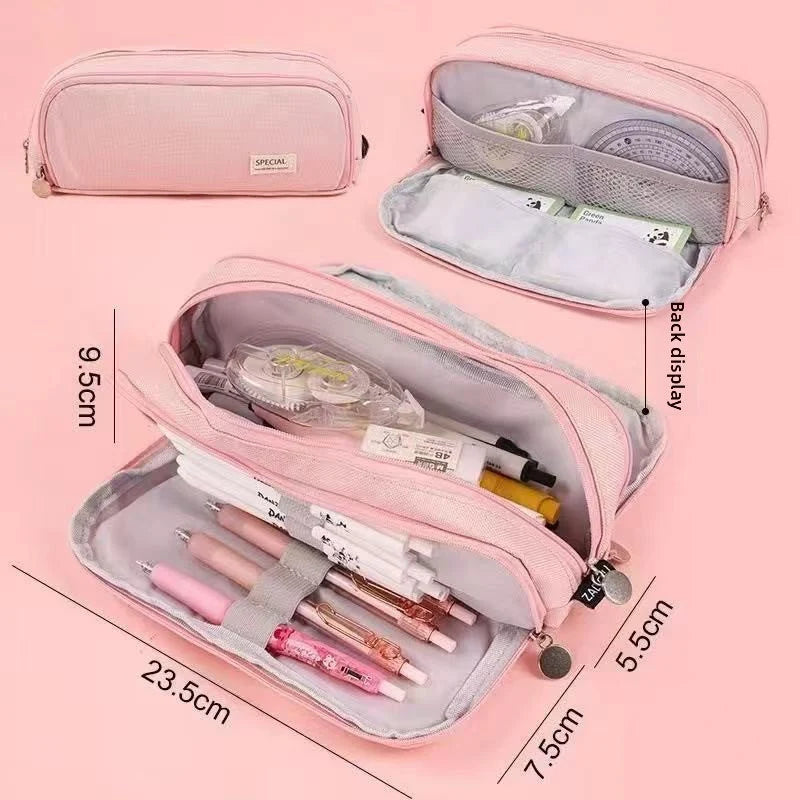 Kids Pencil Case Full-Opening Zipper & Elastic Holders