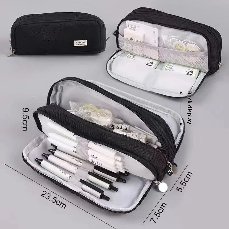 Kids Pencil Case Full-Opening Zipper & Elastic Holders
