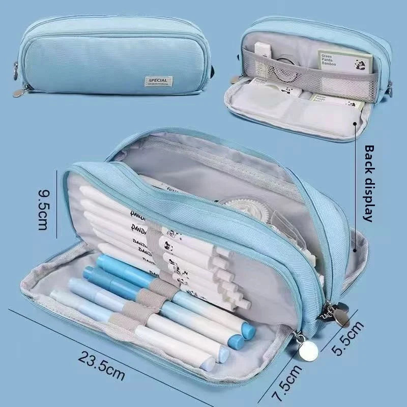 Kids Pencil Case Full-Opening Zipper & Elastic Holders