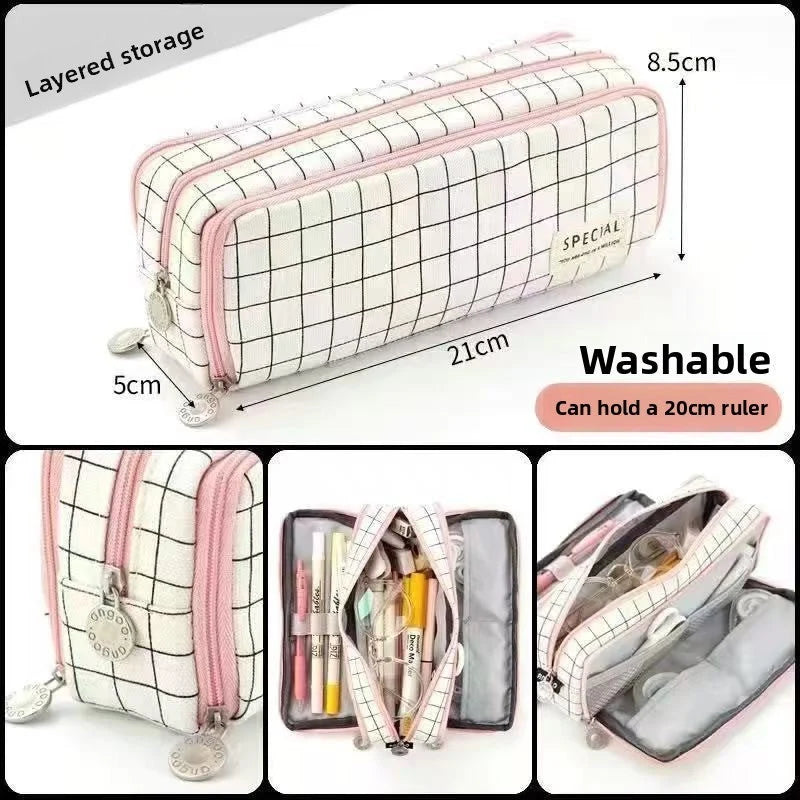 Kids Pencil Case Full-Opening Zipper & Elastic Holders