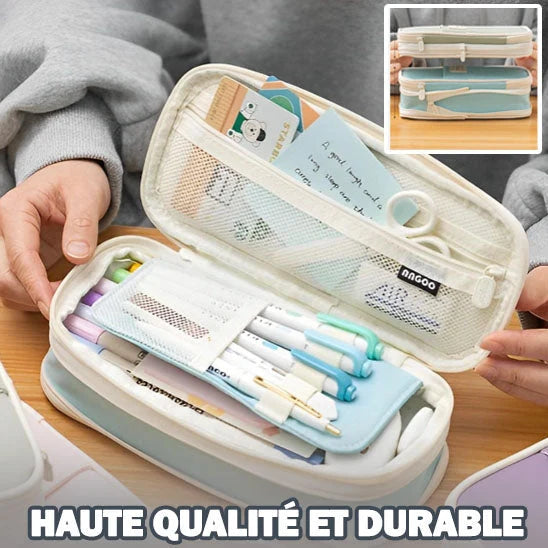 Kids Pencil Case Full-Opening Zipper & Elastic Holders