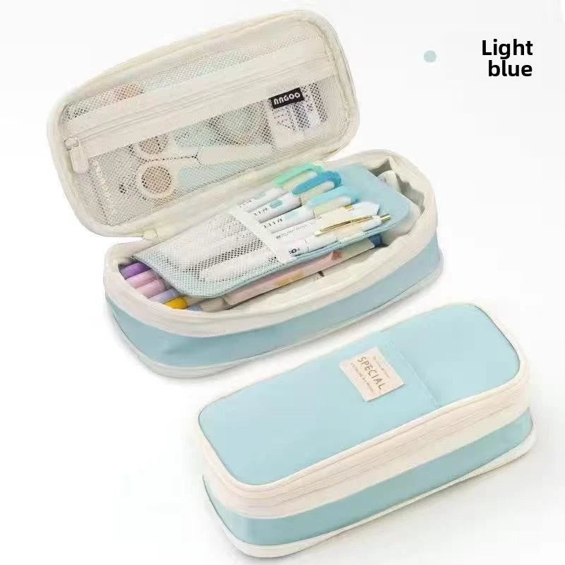 Kids Pencil Case Full-Opening Zipper & Elastic Holders