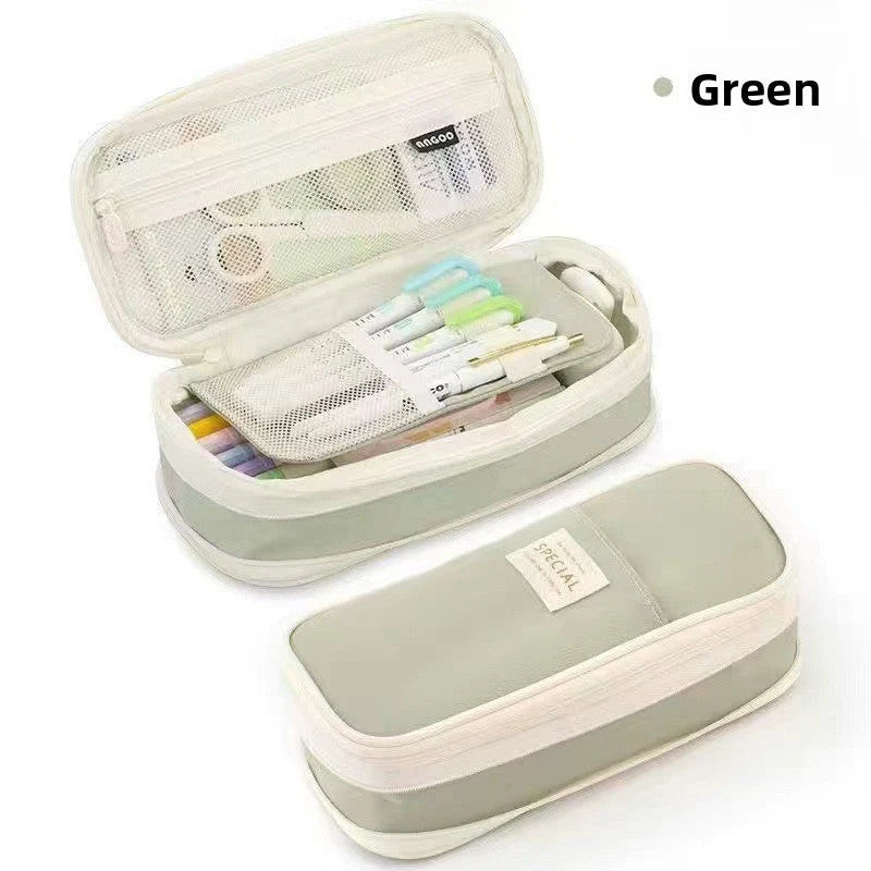 Kids Pencil Case Full-Opening Zipper & Elastic Holders