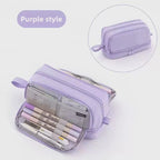 Kids Pencil Case Full-Opening Zipper & Elastic Holders
