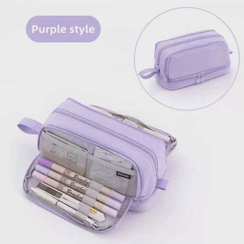 Kids Pencil Case Full-Opening Zipper & Elastic Holders
