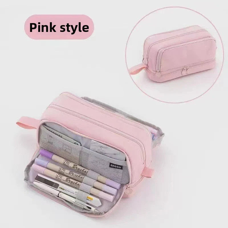 Kids Pencil Case Full-Opening Zipper & Elastic Holders