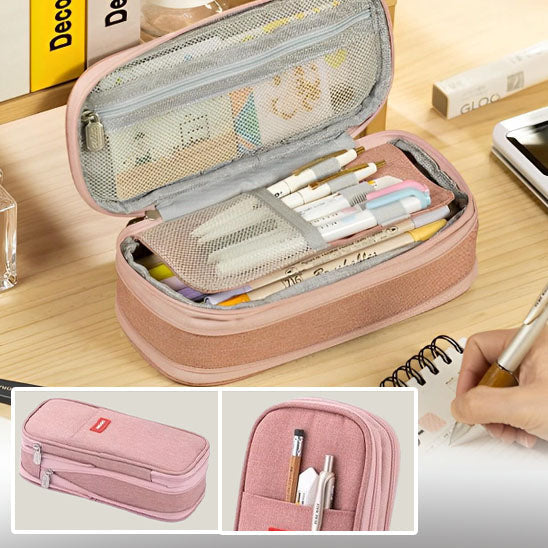 Kids Pencil Case Full-Opening Zipper & Elastic Holders
