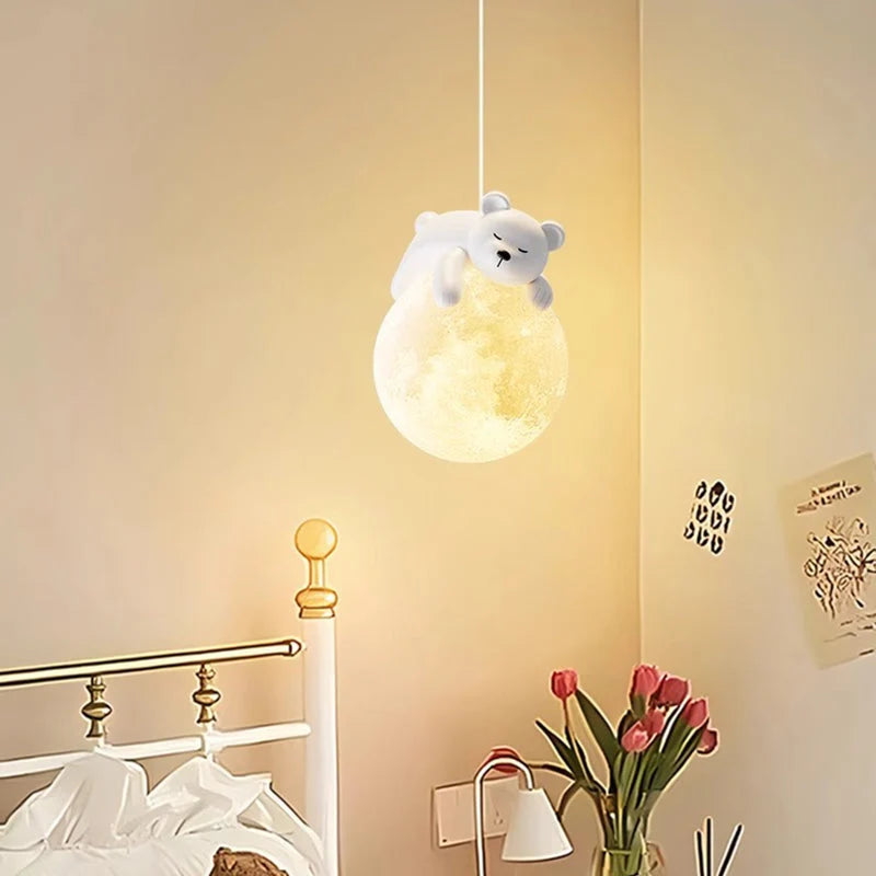 Kids Pendant Light Cartoon Soft Diffused Shade Adjustable Height