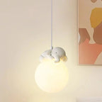 Kids Pendant Light Cartoon Soft Diffused Shade Adjustable Height