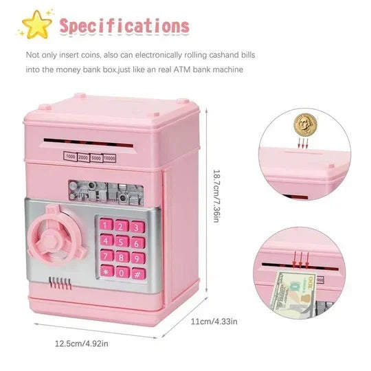 Kids Piggy Bank Electronic ATM-Style Key & Code Lock