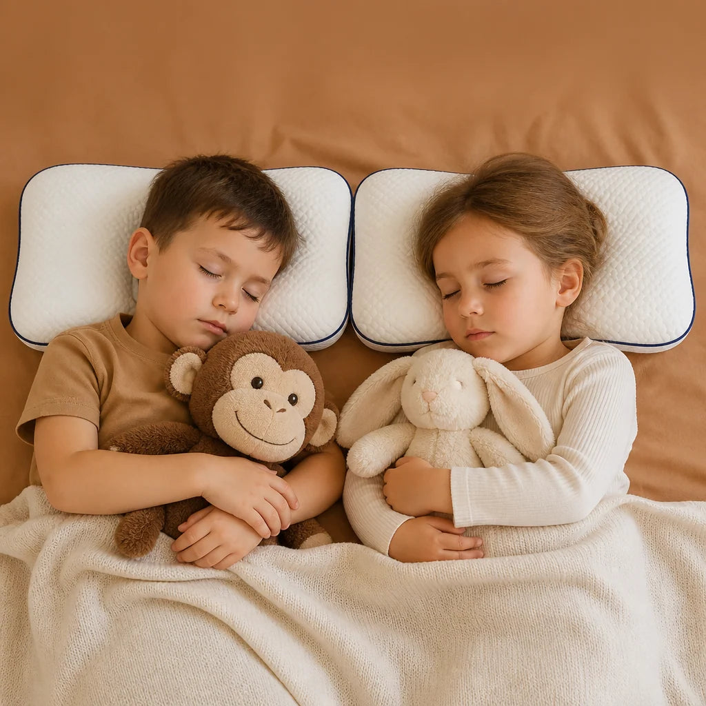 Kids Pillow Memory Foam Contoured Neck Support Breathable Surface