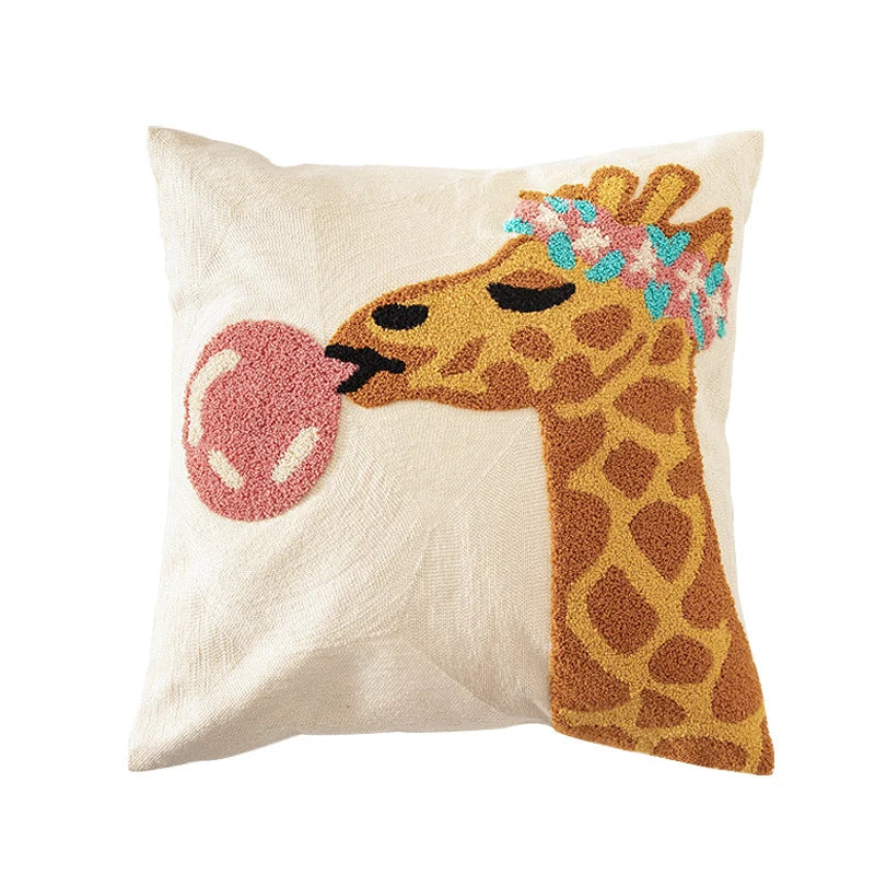 Kids Pillowcase Hand-Tufted Canvas Hidden Zipper 18x18 Inch