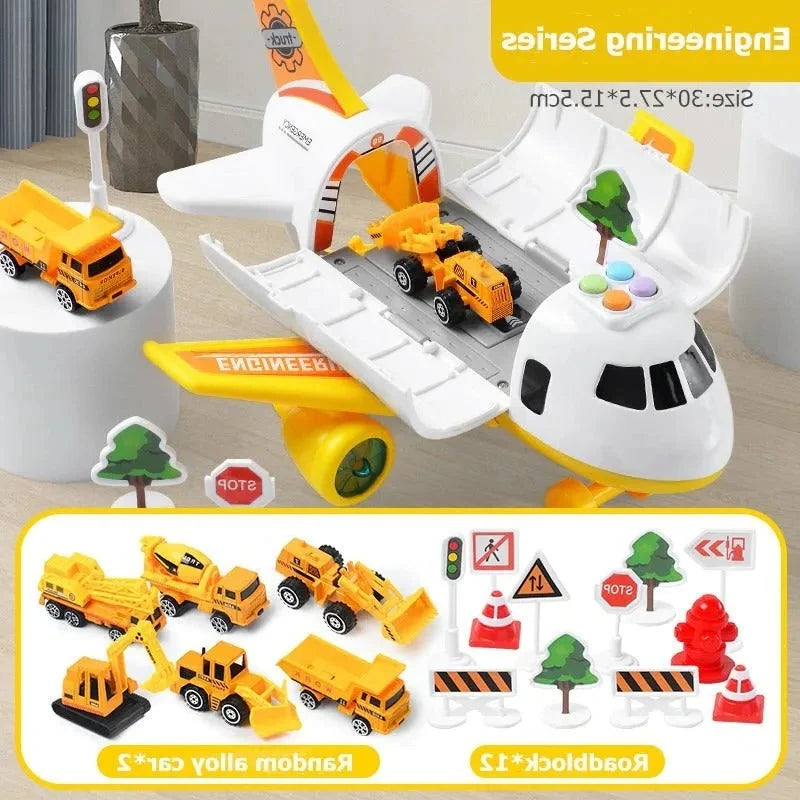 Kids Playset Friction-Powered Plane Lights & Sounds 20-Piece